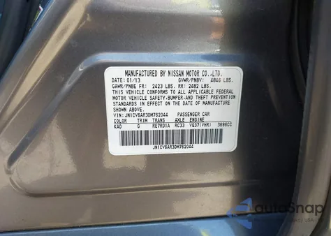 2013 Infiniti G37X z USA, uszkodzony, nr VIN JN1CV6AR3DM762044